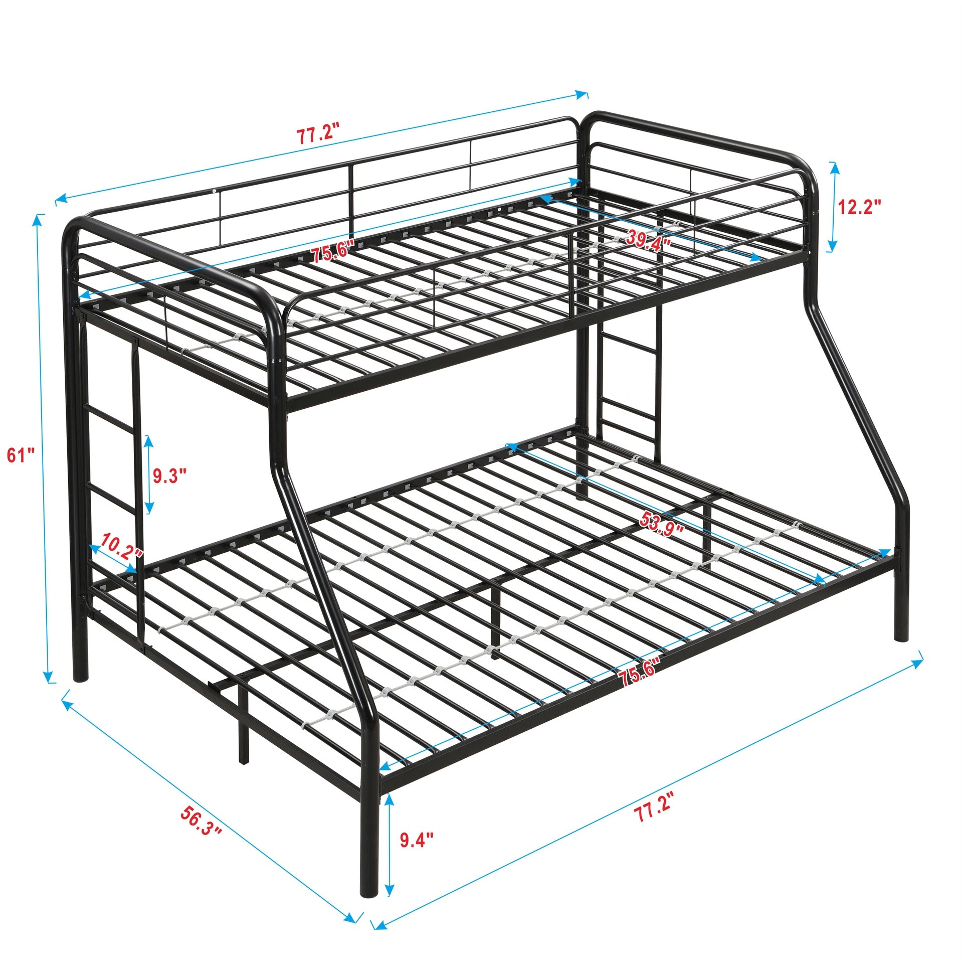 Twin Over FULL Metal Bunk Bed , No Box Spring Needed, Large Under Bed Storage, Easy Assemble