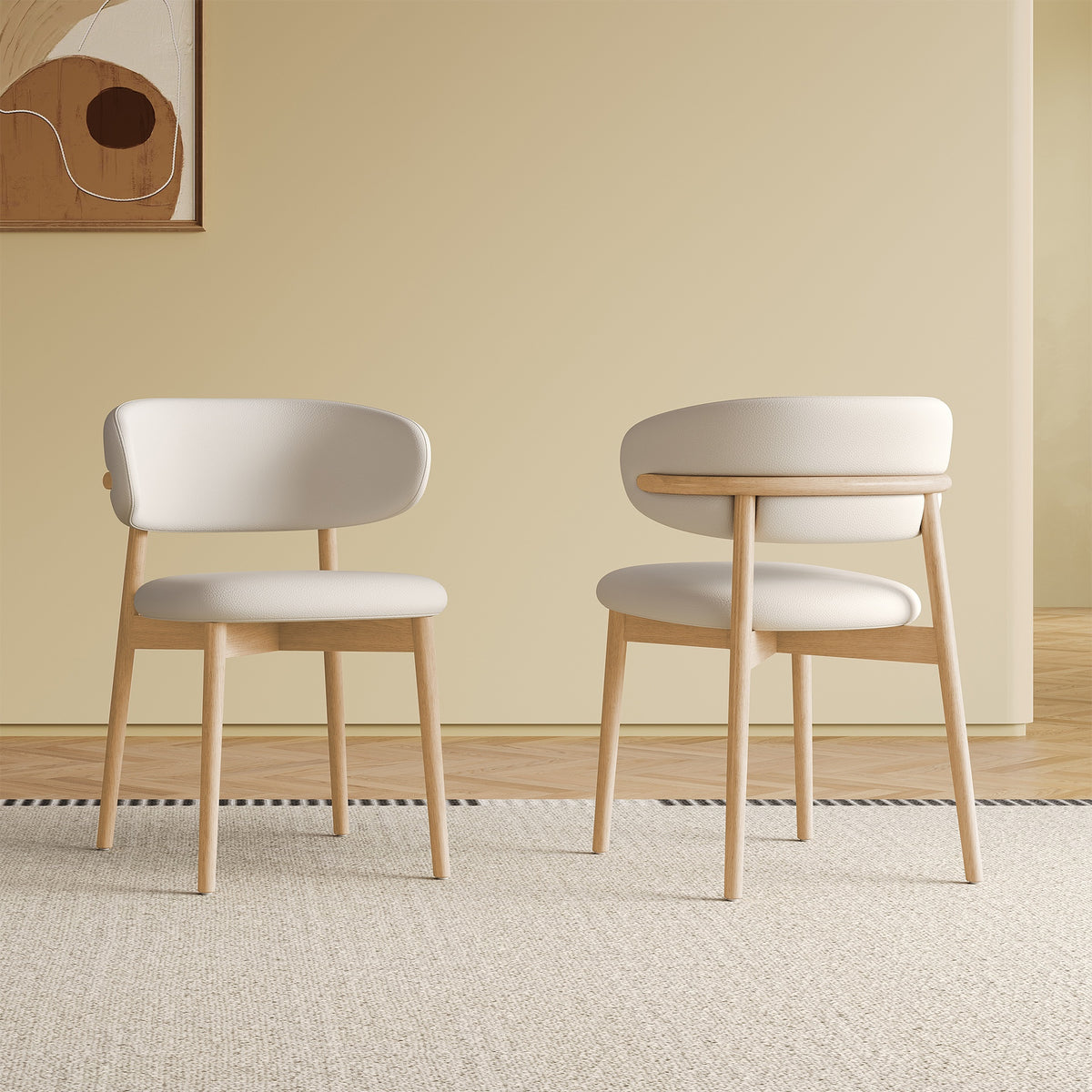 Mid-Century Modern wood feet Dining Chair (Set of 2) – Stylish Wooden Chairs for Dining Room, Kitchen, or Living Room, Comfortable & Durable, Easy to Assemble (Natural wood color)