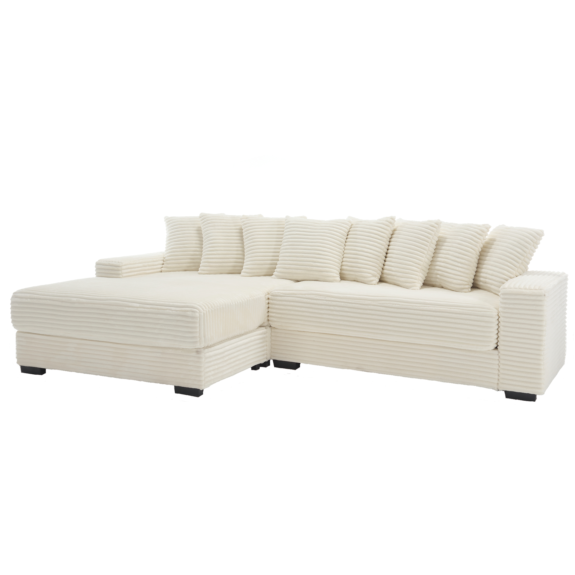 [NEW ARRIVED] [VIDEO PROVIDED] Oversized Two-Piece  Couches,  L Shaped Sofa, Corduroy, Left Chaise Daybed,with Armrests,Eight Throw Pillows,Corner Sofa,Easy To Assemble, Beige