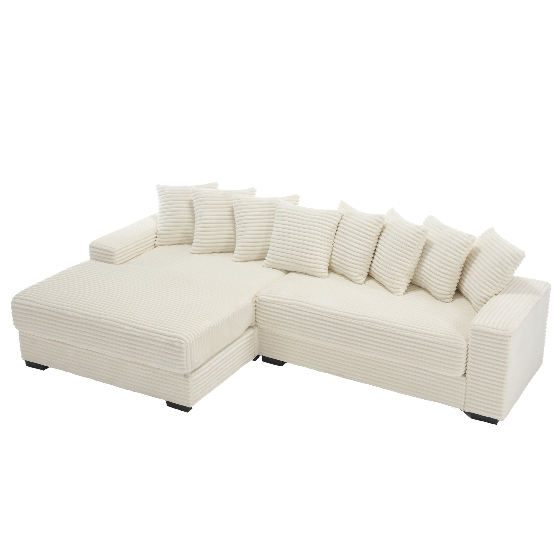 [NEW ARRIVED] [VIDEO PROVIDED] Oversized Two-Piece  Couches,  L Shaped Sofa, Corduroy, Left Chaise Daybed,with Armrests,Eight Throw Pillows,Corner Sofa,Easy To Assemble, Beige