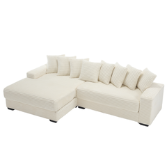 [NEW ARRIVED] [VIDEO PROVIDED] Oversized Two-Piece  Couches,  L Shaped Sofa, Corduroy, Left Chaise Daybed,with Armrests,Eight Throw Pillows,Corner Sofa,Easy To Assemble, Beige