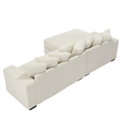 [NEW ARRIVED] [VIDEO PROVIDED] Oversized Two-Piece  Couches,  L Shaped Sofa, Corduroy, Left Chaise Daybed,with Armrests,Eight Throw Pillows,Corner Sofa,Easy To Assemble, Beige
