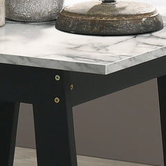 Kenzo 19" Black End Table with Faux Marble Top Finish