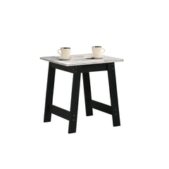 Kenzo 19" Black End Table with Faux Marble Top Finish