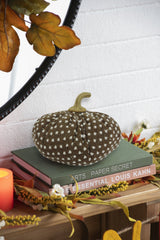 Set of 2, 7.5x7.5x5.5" Brown Pumpkin with White Point Pattern, Pumpkin Ornament Decor for Holiday Harvest Festival Fall Festival & Thanksgiving