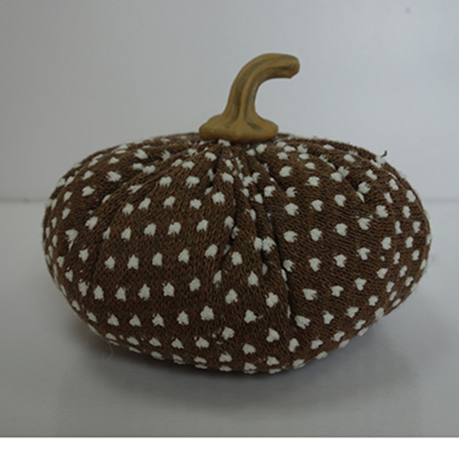 Set of 2, 7.5x7.5x5.5" Brown Pumpkin with White Point Pattern, Pumpkin Ornament Decor for Holiday Harvest Festival Fall Festival & Thanksgiving