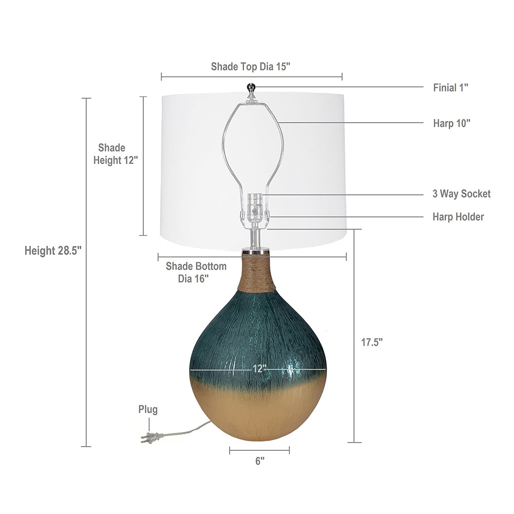 D16x28.5" Glass Table Lamp