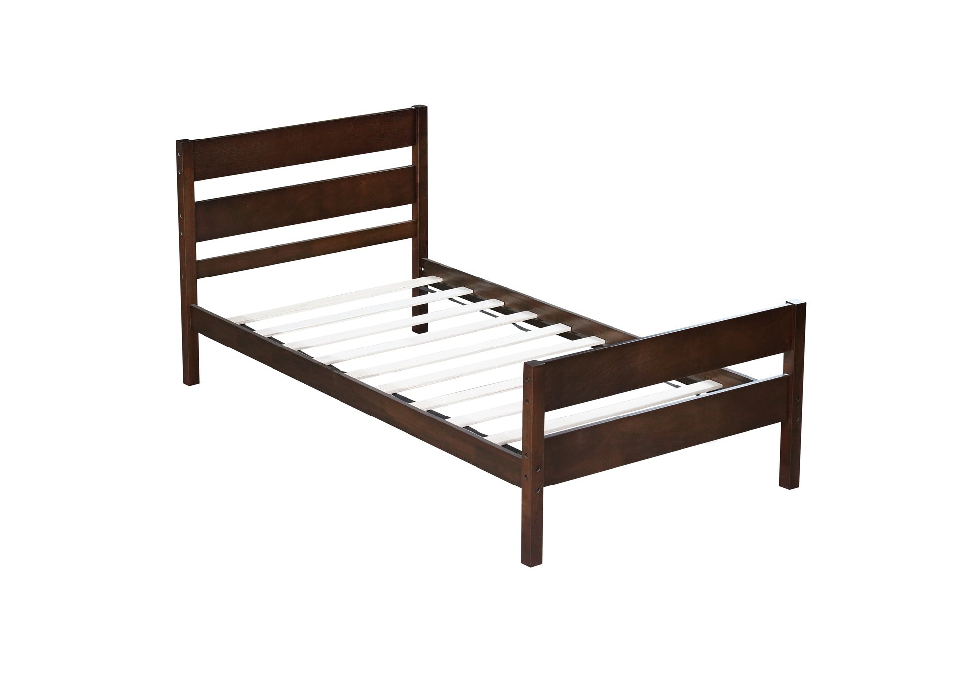 Twin Bed with Headboard and Footboard,Espresso