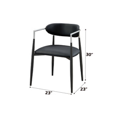 Gavan Black Synthetic Leather Arm Chair (Set of 2)