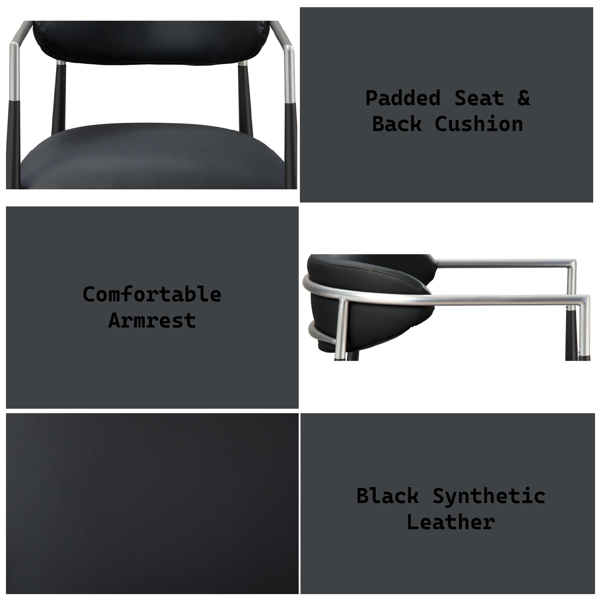 Gavan Black Synthetic Leather Arm Chair (Set of 2)