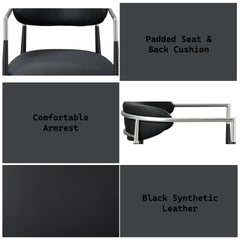 Gavan Black Synthetic Leather Arm Chair (Set of 2)