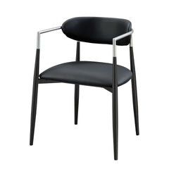 Gavan Black Synthetic Leather Arm Chair (Set of 2)