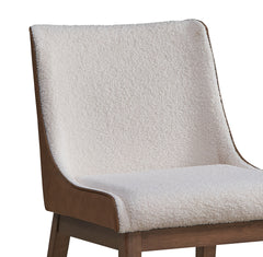 Ginny White Boucle, Brown Velvet & Walnut Finish Side Chair (Set of 2)