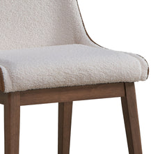 Ginny White Boucle, Brown Velvet & Walnut Finish Side Chair (Set of 2)