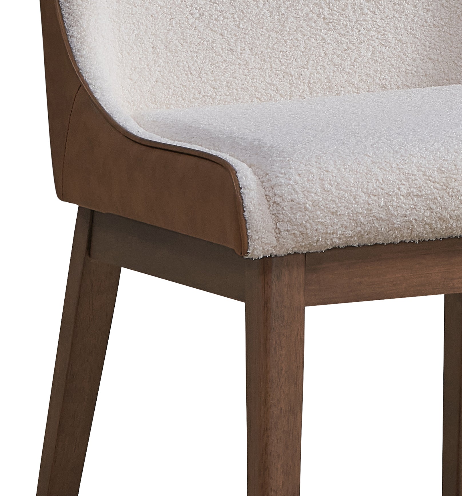 Ginny White Boucle, Brown Velvet & Walnut Finish Side Chair (Set of 2)
