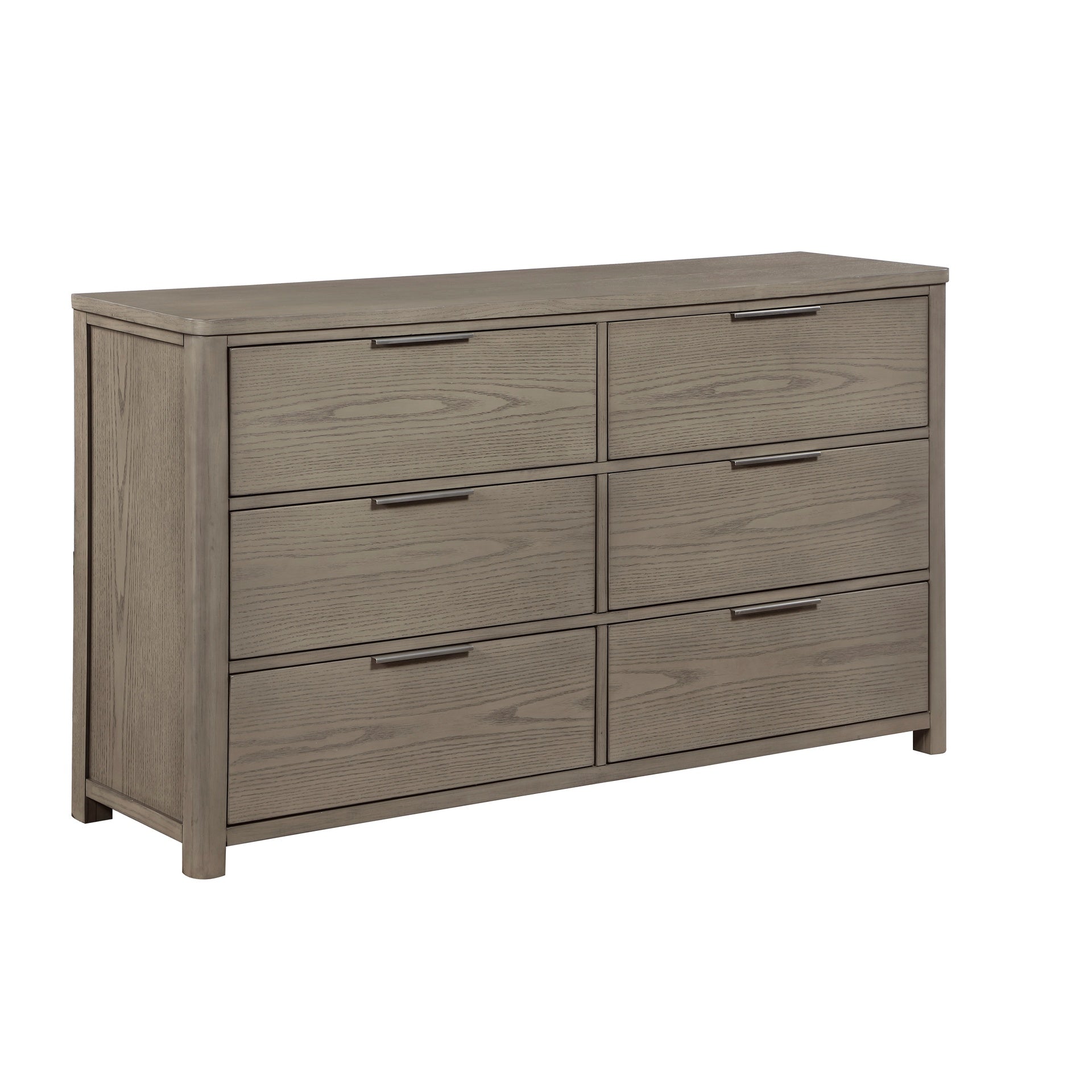 Contemporary Light Gray Finish Dresser of 6-Drawers Dovetail Bedroom Furniture 1pc Durable Wood