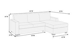 L-Shaped Sectional Sofa 2pc Square Arms Plastic Legs right Arm Chaise Left Arm Sofa Light Gray Finish Primary Living Room