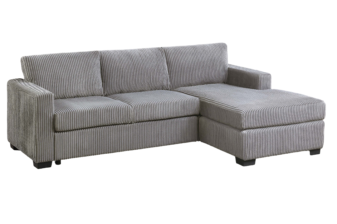 L-Shaped Sectional Sofa 2pc Square Arms Plastic Legs right Arm Chaise Left Arm Sofa Light Gray Finish Primary Living Room