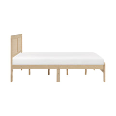 1pc Contemporary Natural Finish Queen Size Platform Bed Frame Wooden Bedroom Furniture Bed in a Box