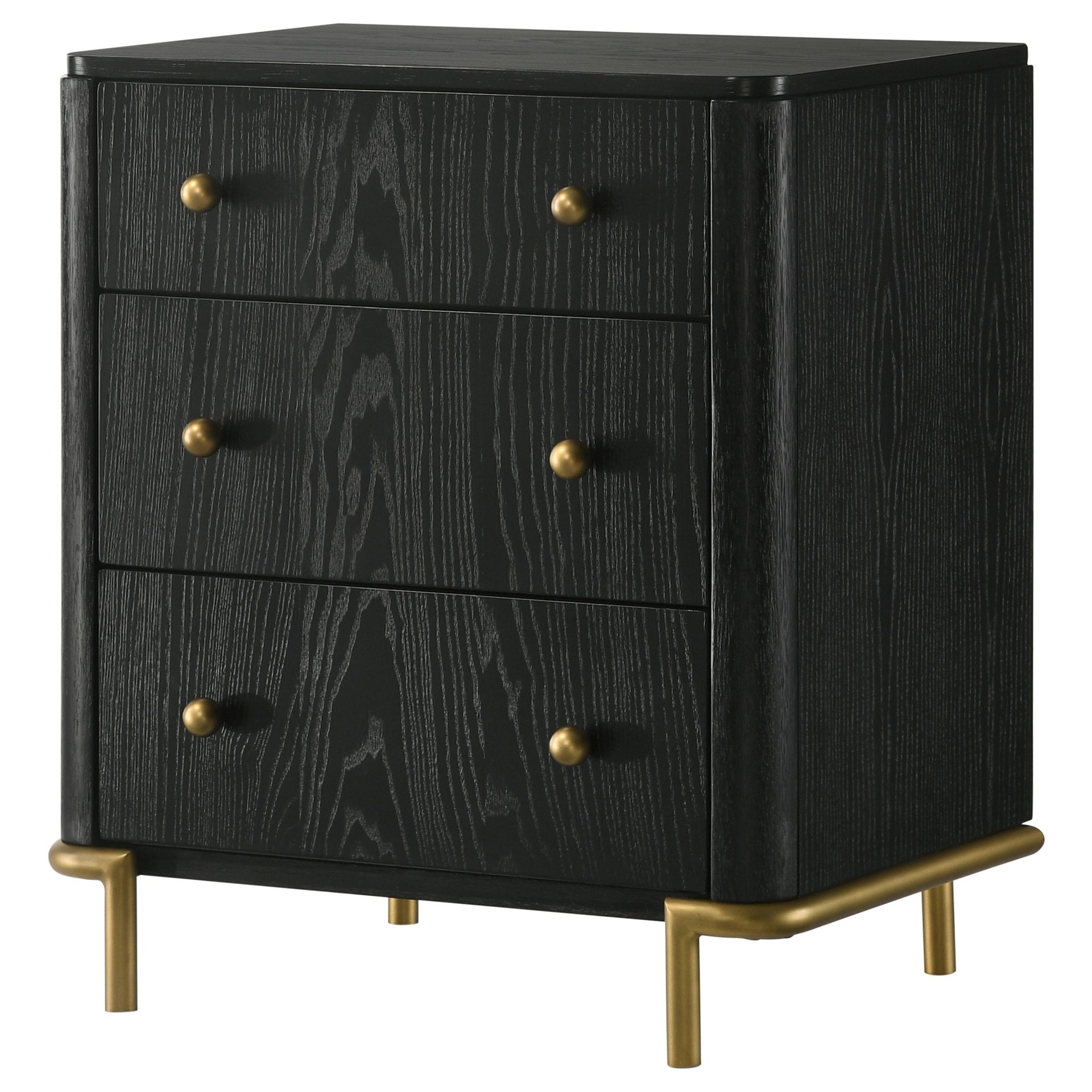 Anser Black 3-drawer Nightstand