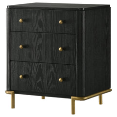 Anser Black 3-drawer Nightstand