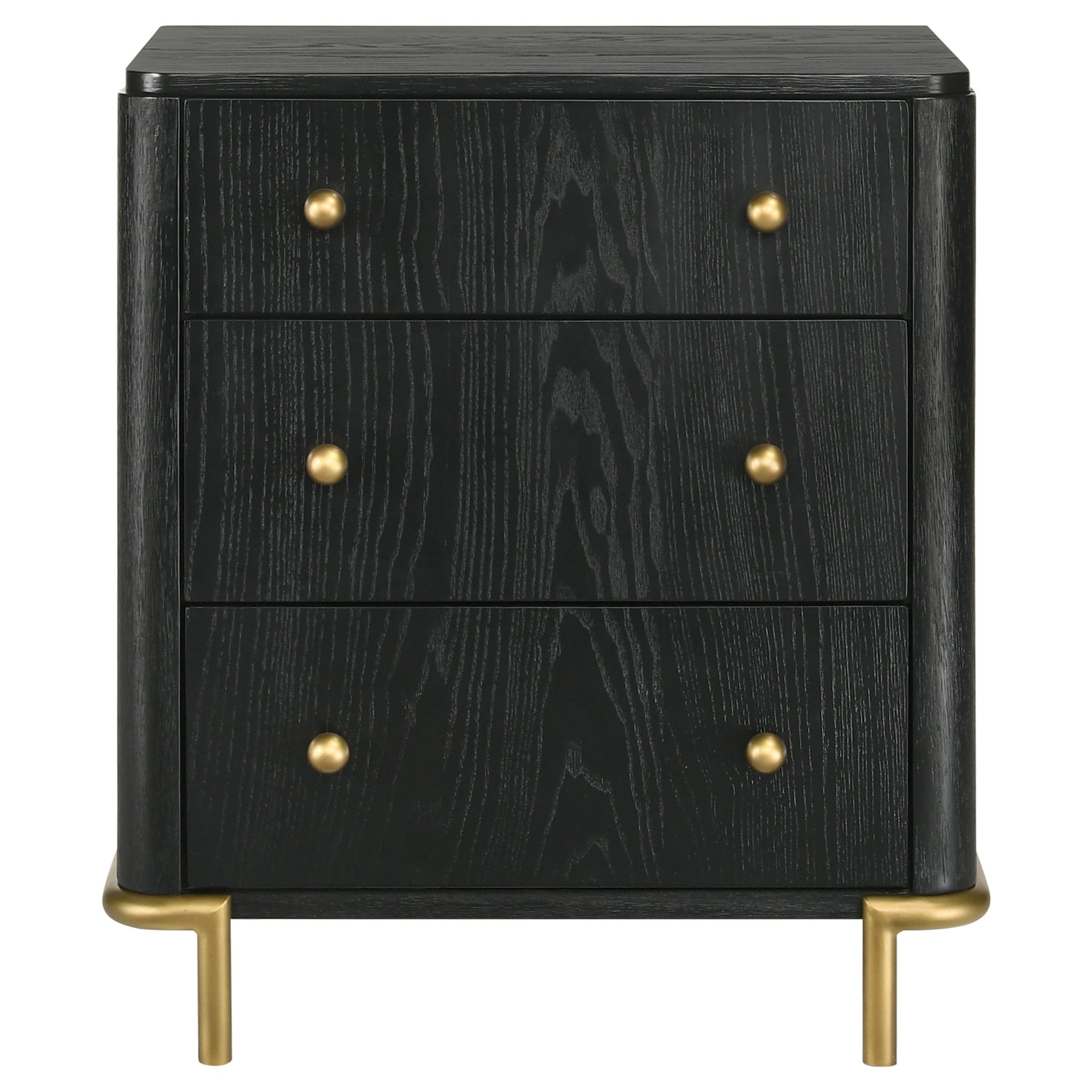 Anser Black 3-drawer Nightstand