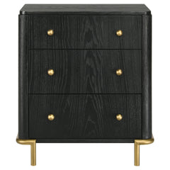 Anser Black 3-drawer Nightstand