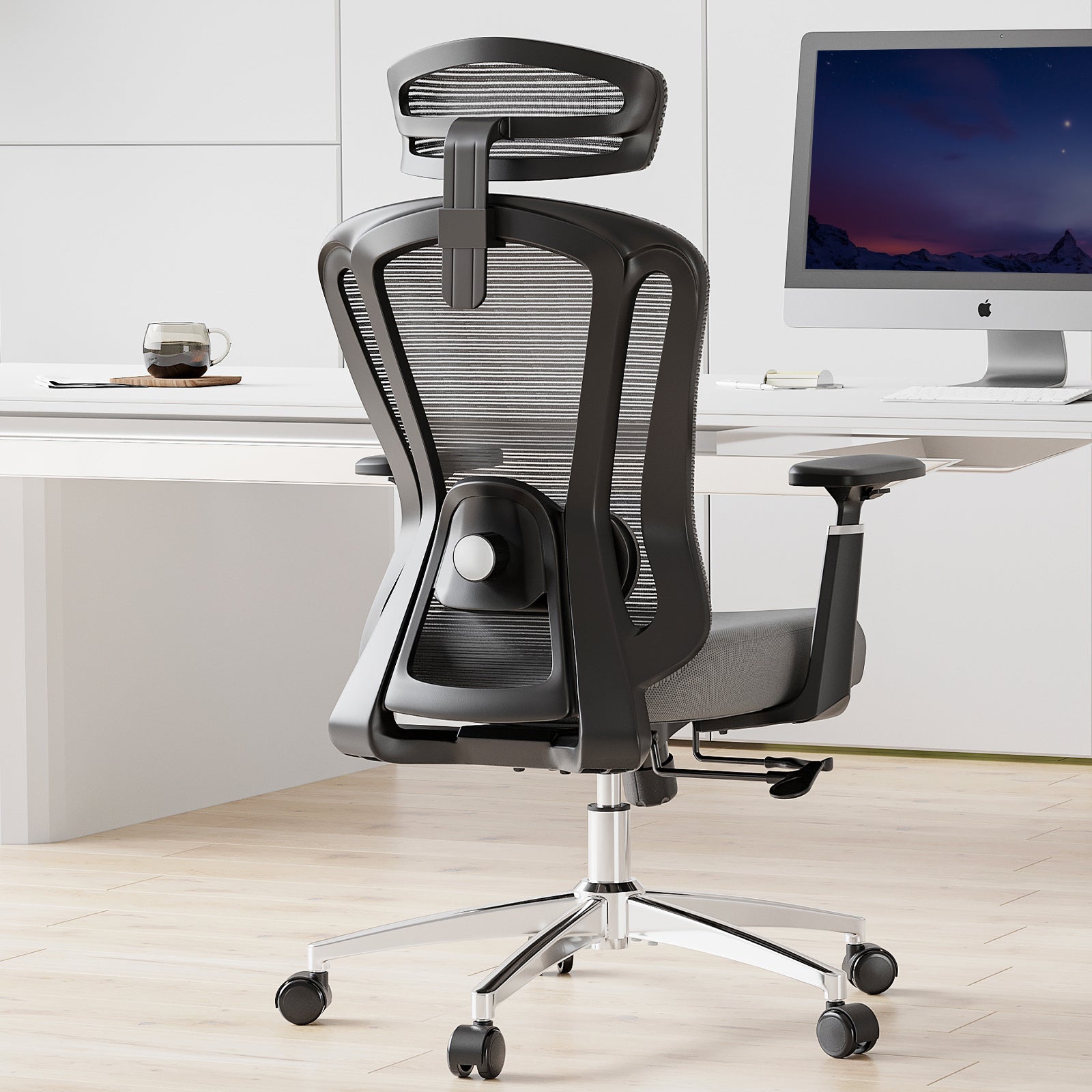 Office Chair Ergonomic Desk Chair, High Back Computer Chair with Wheels, Home Sutdy Chair for Heavy People, Office Chair Adjustable Seat Depth, 3D Armrests and Adjustable Headrest
