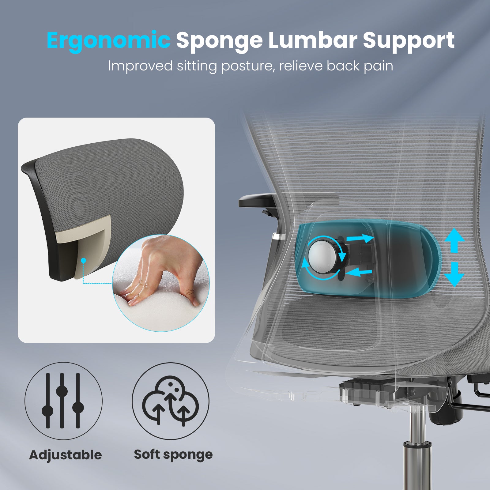 Office Chair Ergonomic Desk Chair, High Back Computer Chair with Wheels, Home Sutdy Chair for Heavy People, Office Chair Adjustable Seat Depth, 3D Armrests and Adjustable Headrest