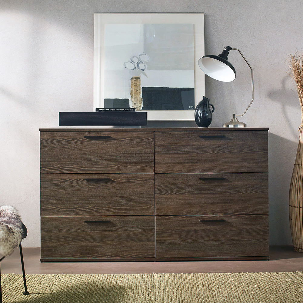 Morgan Farmhouse Six-Drawer Jumbo Dresser in Espresso