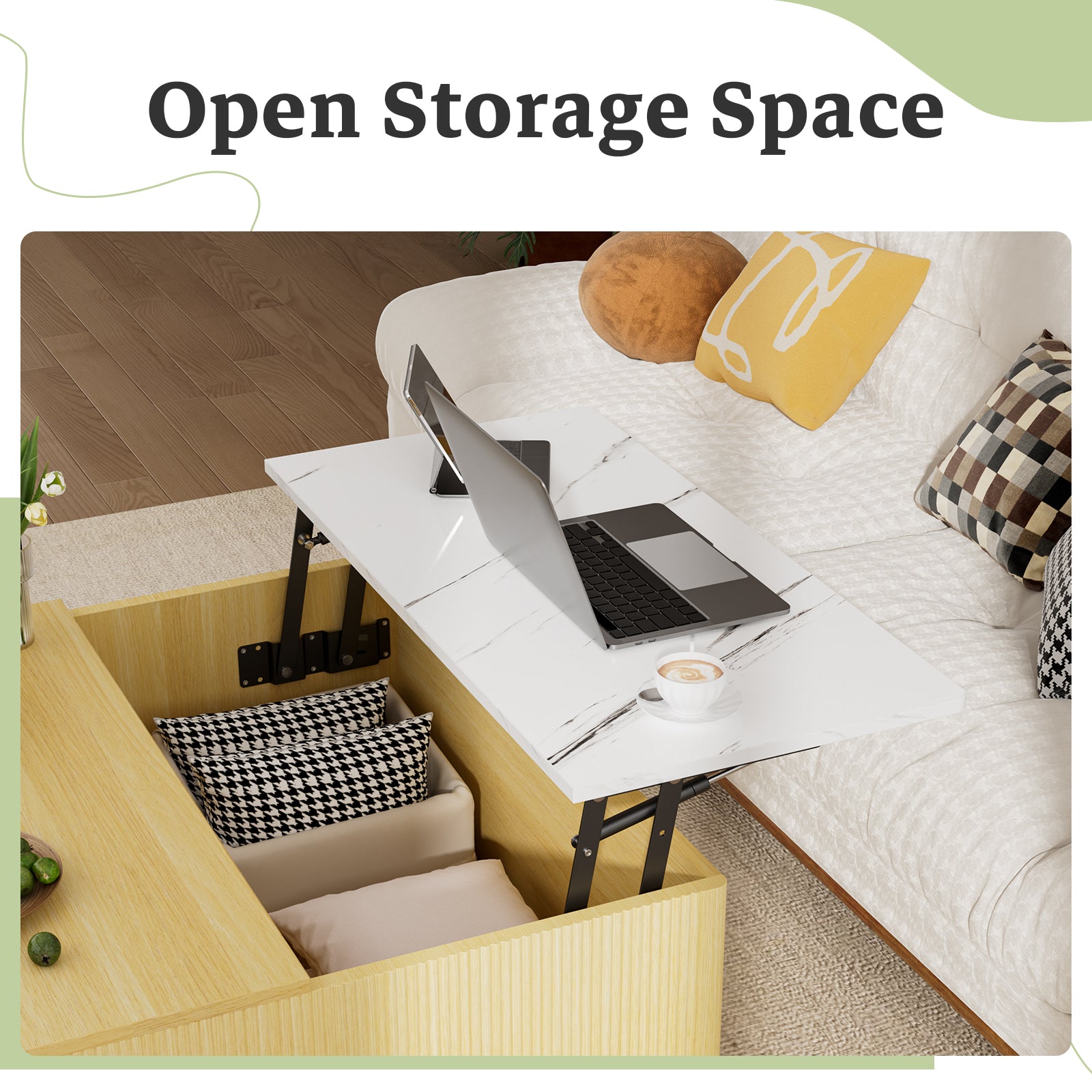 Lift Top Coffee Table with Storage for Living Room