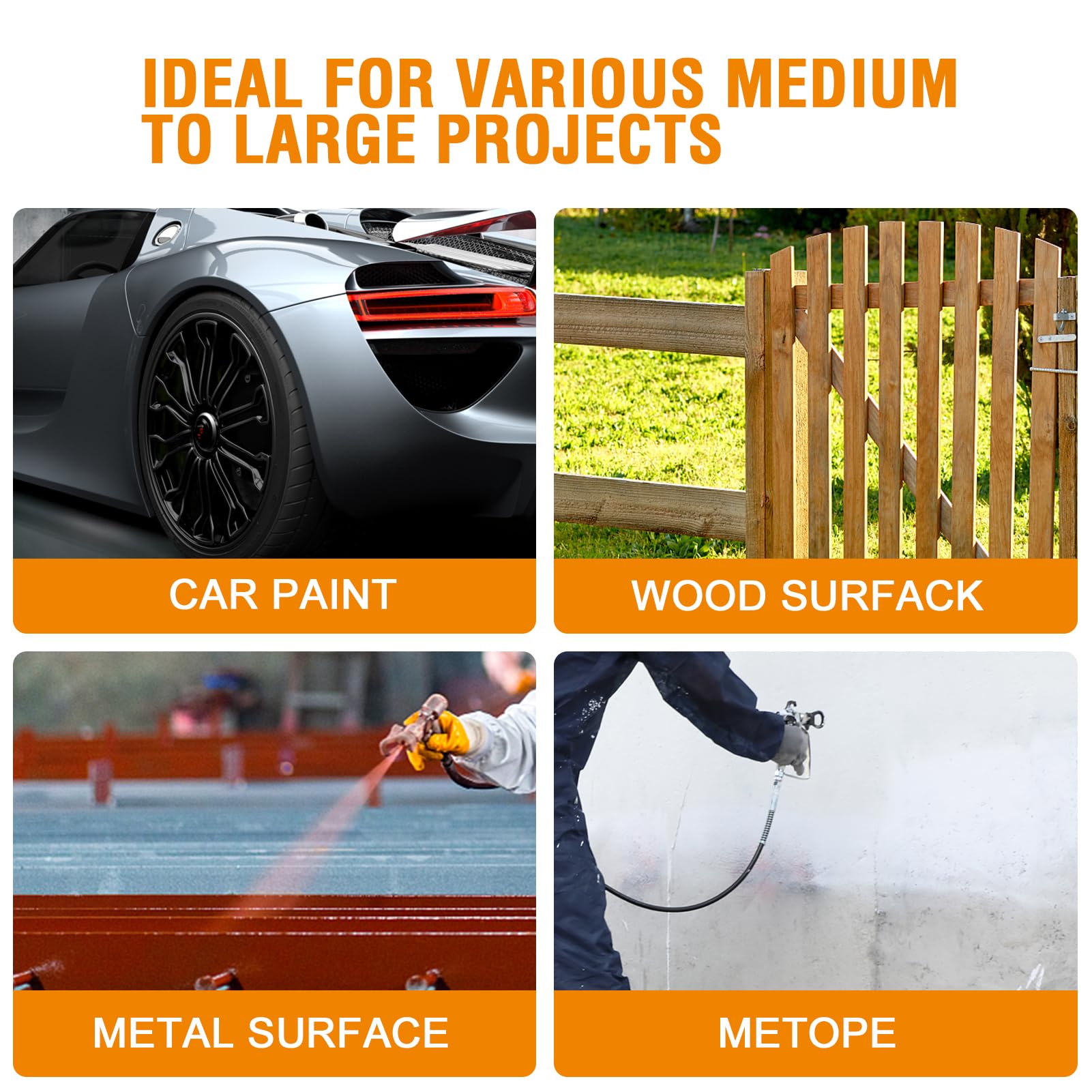 Airless Paint Sprayers, 3300PSI Motorized Paint Sprayer with Stand, High Efficiency Spray Paint Machine for Home, Outdoor DIY Handyman Shed Garage House Painting Deck Shed Fence Furniture