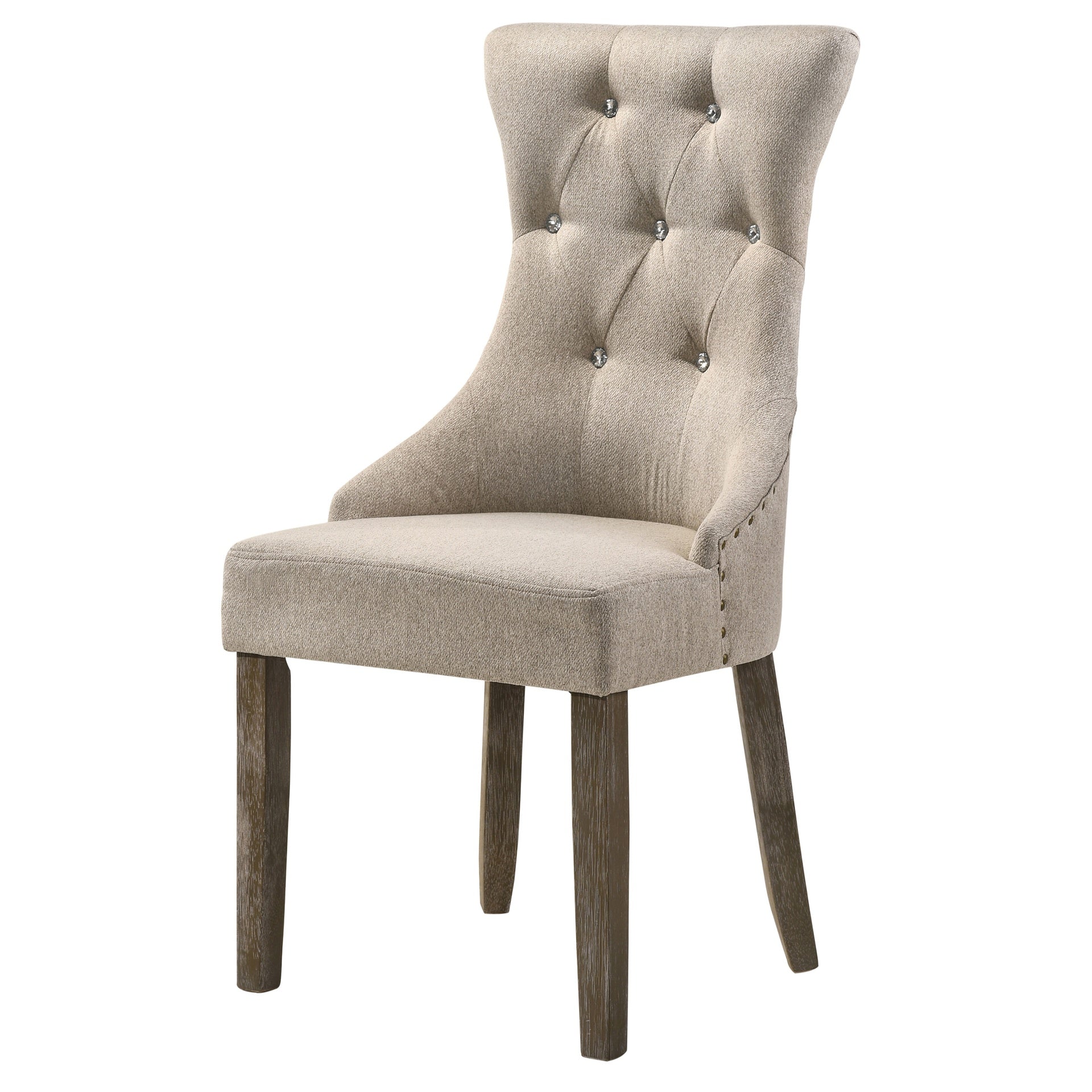 Beige and Reclaimed Grey Tufted Back Side Chairs (Set of 2)
