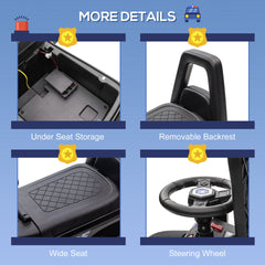 Aosom Kids Push Ride On Car with Working PA System and Horn, Police Truck Style  Foot-to-Floor Sliding Car for Boys and Girls with Under-Seat Storage, for 18 Months to 5 Years Old, Black