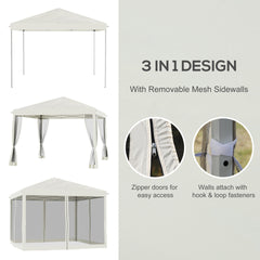 Outsunny 10' x 10' Pop Up Canopy Tent with Netting, Instant Gazebo, Ez up Screen House Room with Carry Bag, Height Adjustable, for Outdoor, Garden, Patio, Beige