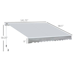 Outsunny 12' x 8' Retractable Awning Patio Awnings Sun Shade Shelter with Manual Crank Handle, 280g/m² UV & Water-Resistant Fabric and Aluminum Frame for Deck, Balcony, Yard, Light Grey