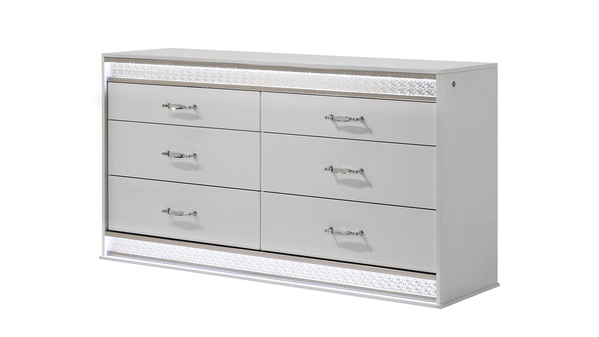 Glam Modern Style 6- Drawer Dresser Made with Wood in White (INCLUDES DRESSER ONLY)      same asG150108642  (NJ Inventory)