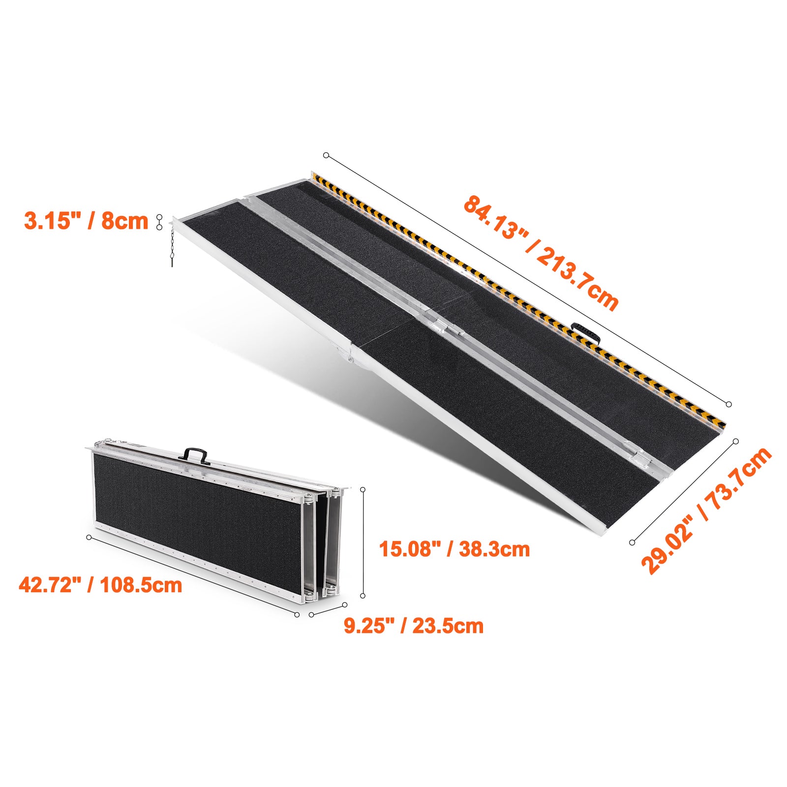 Portable Wheelchair Ramp, 7 ft 800 lbs Capacity, Non-Slip Aluminum Folding Threshold Ramp, Foldable Mobility Scooter Ramp Wheel Chair Ramp, Handicap Ramp for Home Steps, Stairs, Doorways, Curbs