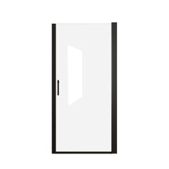 32"x 72" Pivot Shower Door, Matte Black Aluminum Frame, Half Frame ,1/4"(6mm) Tempered Glass Explosion Proof Film
