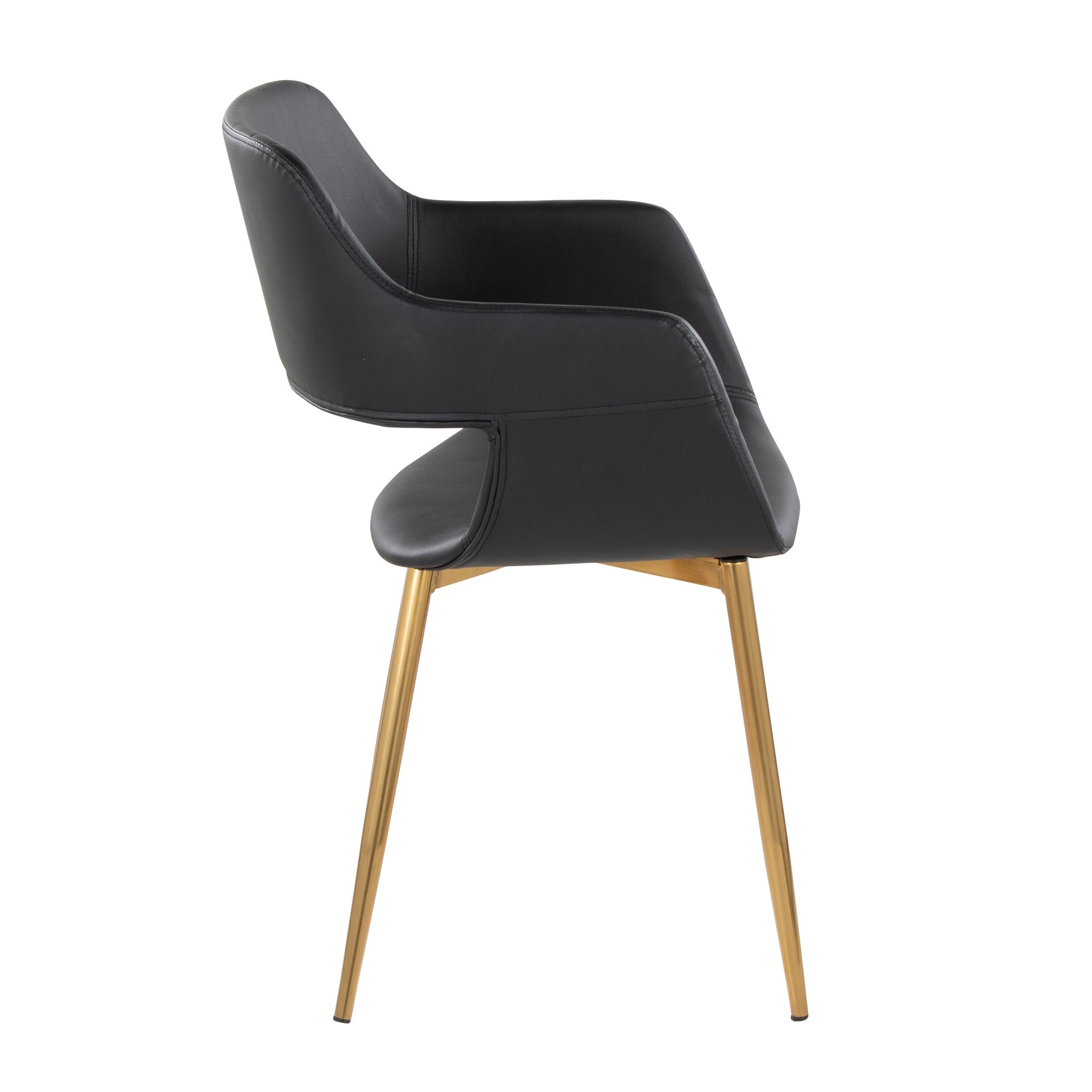 Margarite Contemporary Dining/Accent Chair in Gold Metal and Black Faux Leather by LumiSource - Set of 2