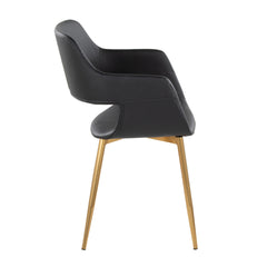 Margarite Contemporary Dining/Accent Chair in Gold Metal and Black Faux Leather by LumiSource - Set of 2