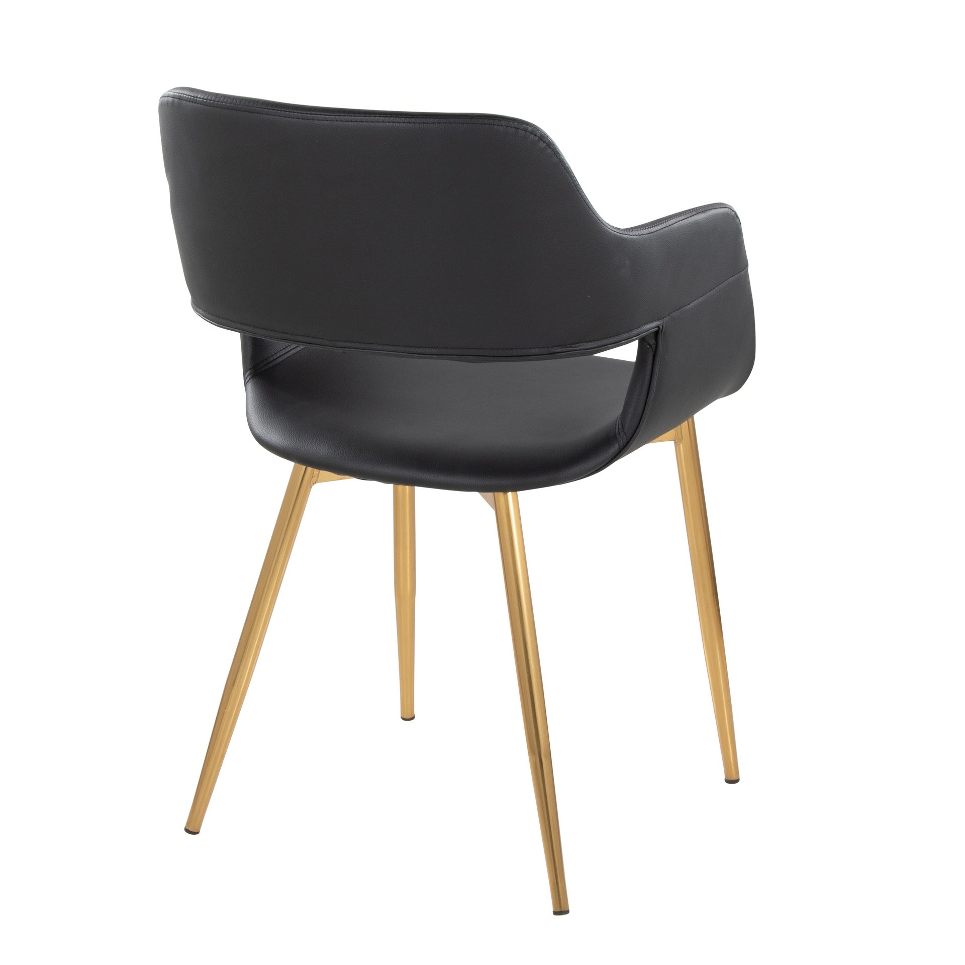 Margarite Contemporary Dining/Accent Chair in Gold Metal and Black Faux Leather by LumiSource - Set of 2