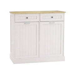 Two Drawers and Two-Compartment Tilt-Out Trash Cabinet Kitchen Trash Cabinet-White
