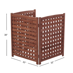 3-Panel Outdoor Air Conditioner Fence Screen, Outside Wood Privacy Fence, 32" W x 38" H