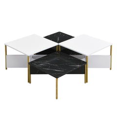 Modern Nesting Coffee Tables Set of 4 -Mid Century Modern Square Living Room Table, Free Adjustable Shape,Versatile and Stylish Accent Furniture for Your Living Room Black & White Color