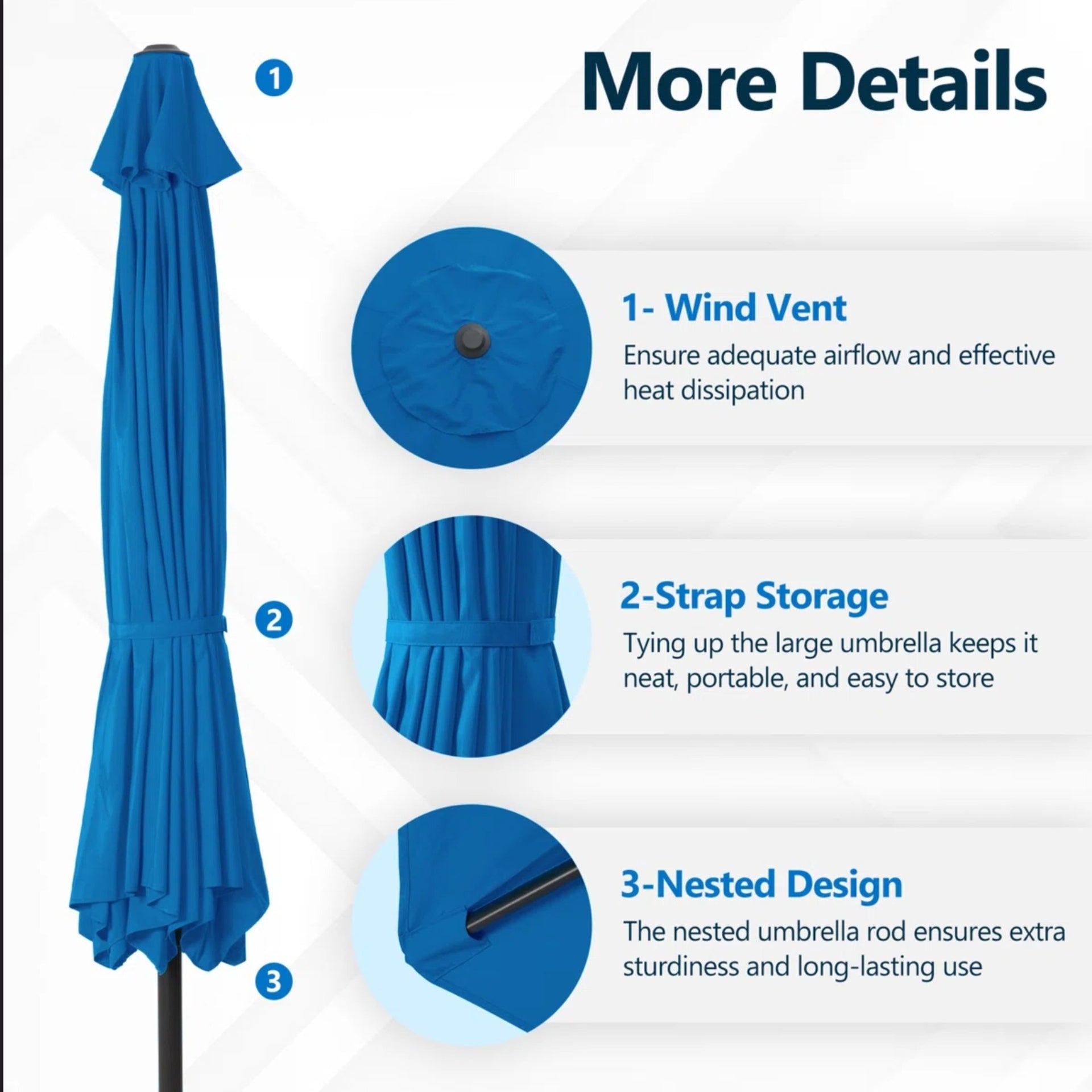 11 Feet Blue Market Patio Umbrella with Crank Lift , Tilt * Ribs, UV-Resistant Canopy for Pool, Backyard & Patio (Without base)