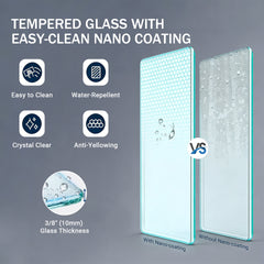56" - 60" W x 76" H Frameless Soft-closing Single Sliding Shower Door, 3/8" (10mm) Tempered Glass with Easy-cleaning Nano-Coating, Matte Black 22D01-60MB