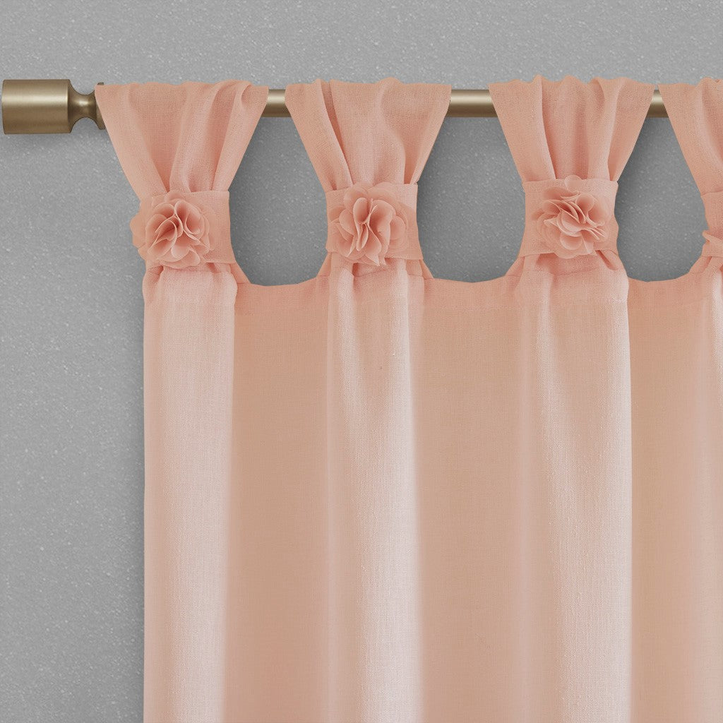 Floral Embellished Cuff Tab Top Solid Curtain Panel(Only 1 Pc Panel)