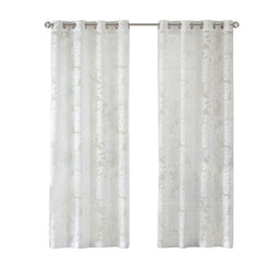 Palm Leaf Burnout Window Sheer White 50x95"