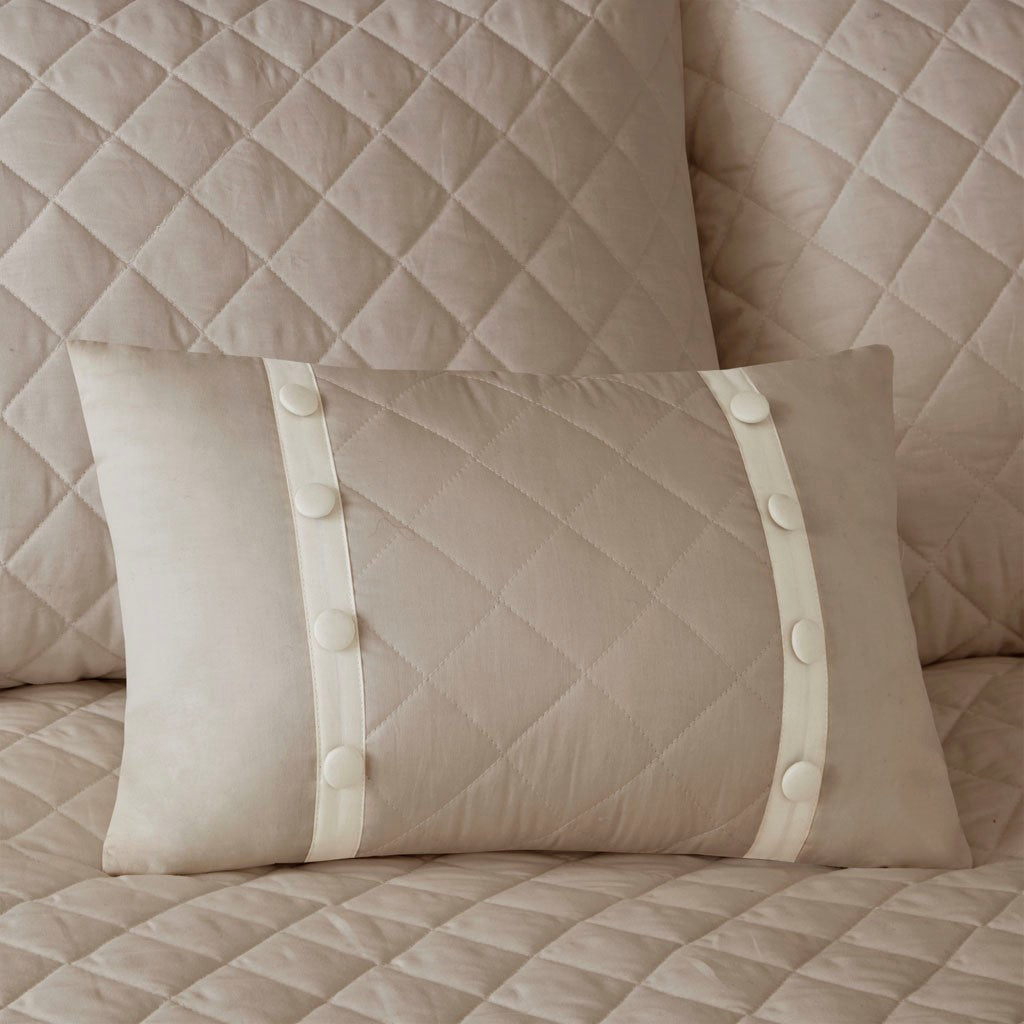 4 Piece Cotton Reversible Tailored Bedspread Set Khaki Queen